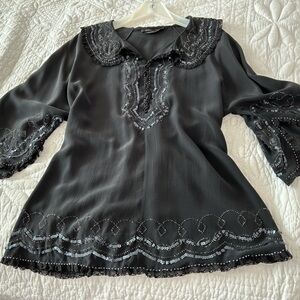 BCBG SILK/SEQUIN TOP